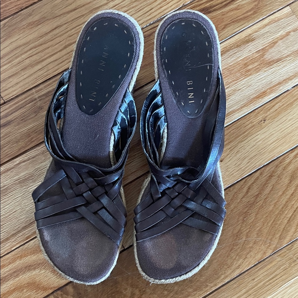 Gianni Bini Espresso Woven Sandals